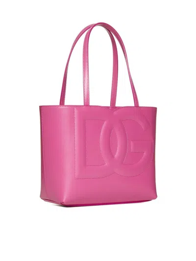 Shop Dolce & Gabbana Pink Leather Tote Bag In Fuchsia