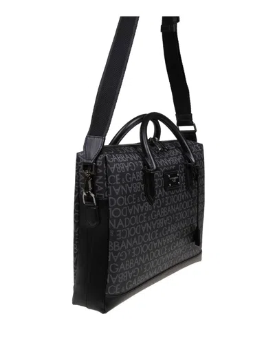 Shop Dolce & Gabbana Black And Grey Leather Handle Bag