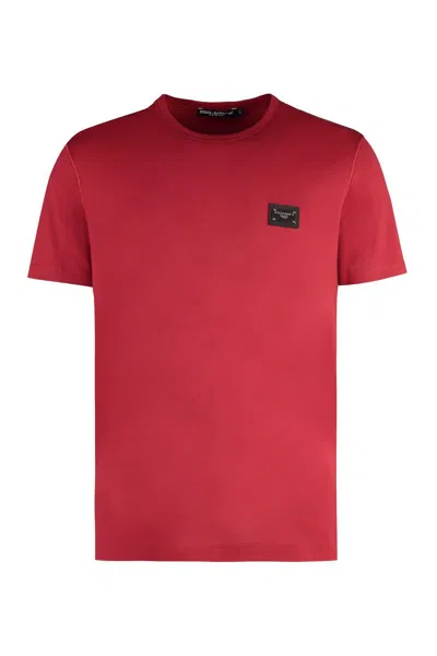 Shop Dolce & Gabbana Cotton Crew-neck T-shirt In Red