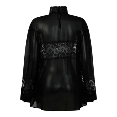 Shop Dolce & Gabbana Lace And Georgette Blouse In Black