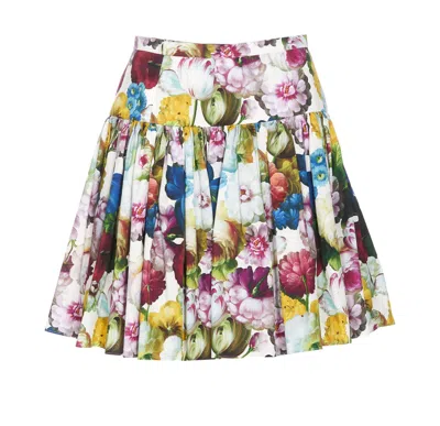Shop Dolce & Gabbana Skirt With Floral Print In Multicolour