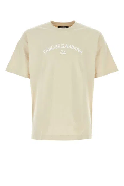 Shop Dolce & Gabbana T-shirt With Logo In Beige O Tan