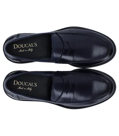 Shop Doucal's Penny Dark Blue Loafer