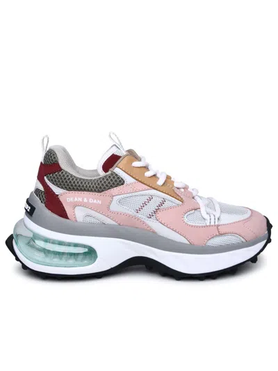 Shop Dsquared2 Pink Leather Sneakers In Pink/white/grey