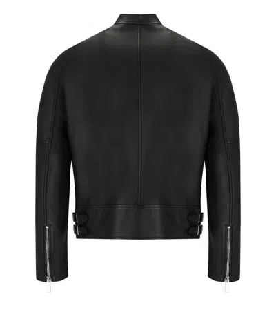 Shop Dsquared2 Black Leather Biker Jacket