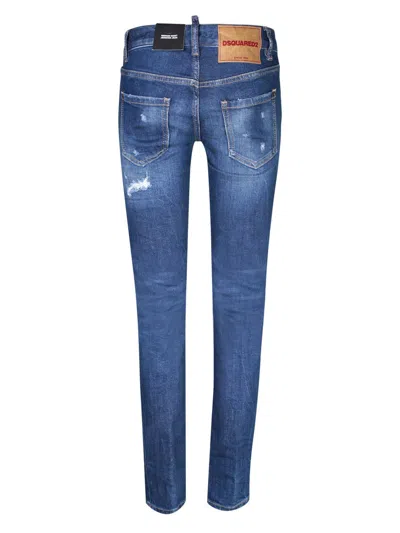 Shop Dsquared2 Dark Blue Cotton Blend Jeans