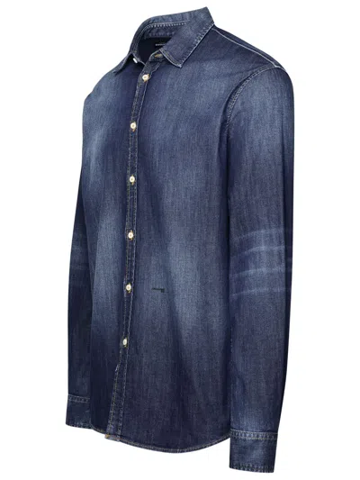 Shop Dsquared2 Blue Cotton Blend Shirt
