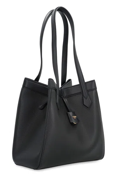 Shop Fendi "origami Medium" Shoulder Bag In Black