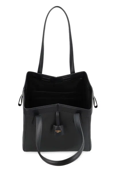Shop Fendi "origami Medium" Shoulder Bag In Black