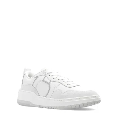 Shop Ferragamo Gancini Leather Sneakers In White