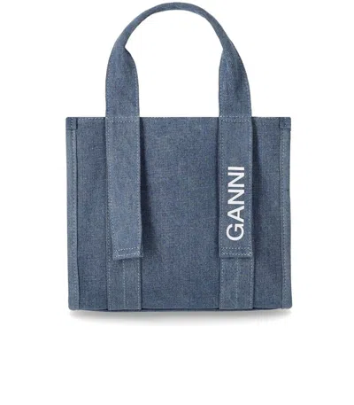 Shop Ganni Bag With Logo In Blue