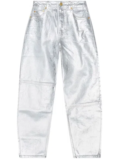 Shop Ganni Jeans Stary In Silver