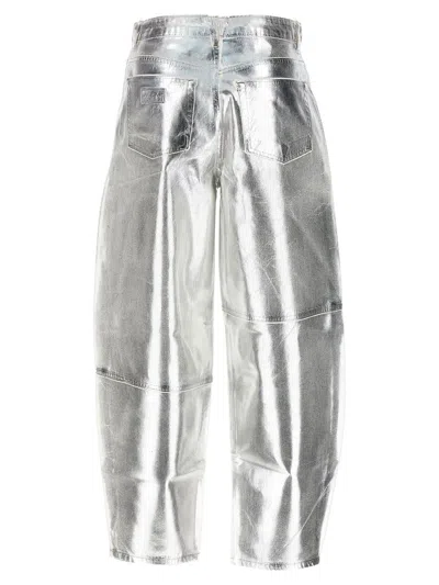Shop Ganni Jeans Stary In Silver