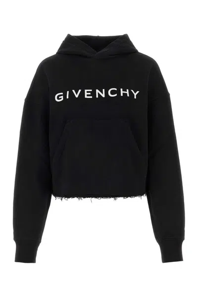 Shop Givenchy "" Cropped Hoodie In Black