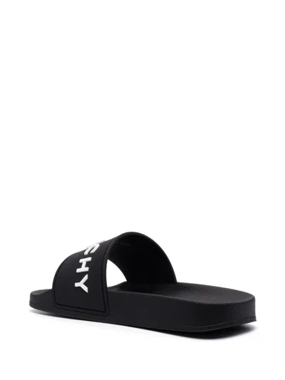 Givenchy 4g Leather-trimmed Embroidered Raffia Slides In Black