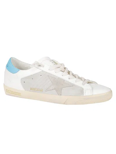 Shop Golden Goose Flat Shoes In White/turquoise