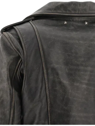 Shop Golden Goose Leather Jacket In Black
