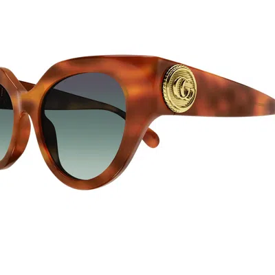 Gucci Eyewear Cat Eye Frame Sunglasses In Havana Havana Green