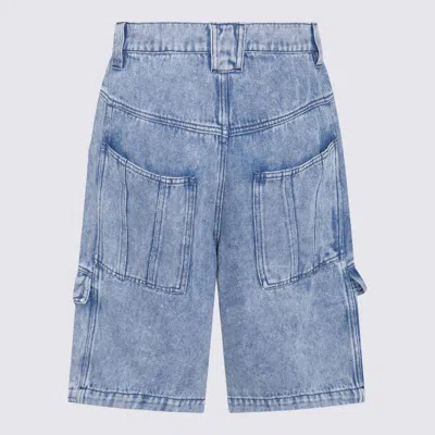 Shop Isabel Marant Blue Cotton Denim Cargo Shorts