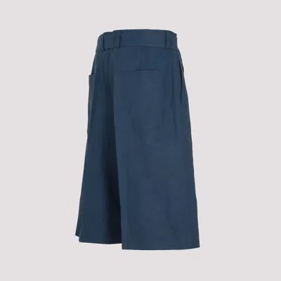 Shop Jil Sander Shorts With Pressed Box Pleats Clothing In Blue