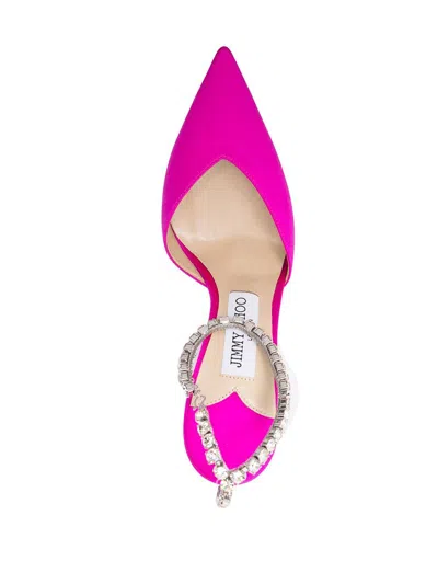 Shop Jimmy Choo Saeda 100 Mm Satin Pumps In Fuchsia