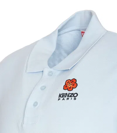 Shop Kenzo "boke Flower Crest" Polo Shirt In Baby Blue