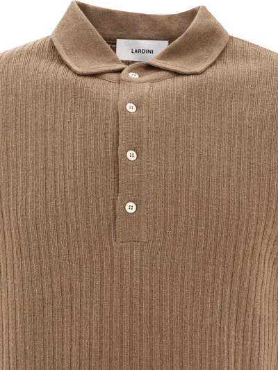 Shop Lardini Ribbed Polo Shirt In Brown