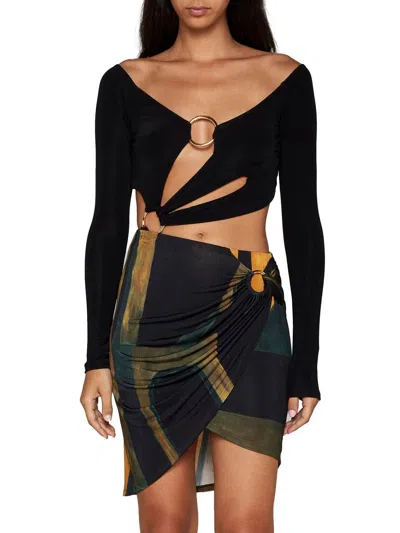 Shop Louisa Ballou Long Sleeve Cut-out Bodysuit In Black
