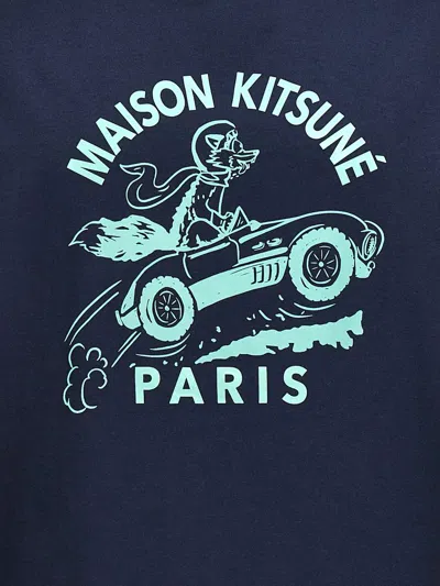 Shop Maison Kitsuné 'racing Fox' T-shirt In Ink Blue