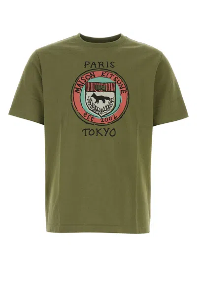 Shop Maison Kitsuné Maison Kitsune' T-shirts And Polos In Military Green