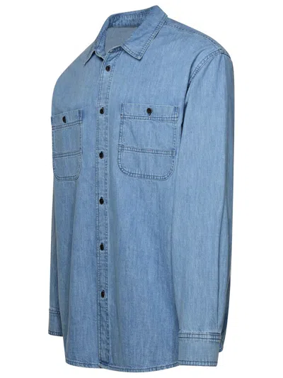 Shop Isabel Marant 'vhelynton' Blue Cotton Shirt