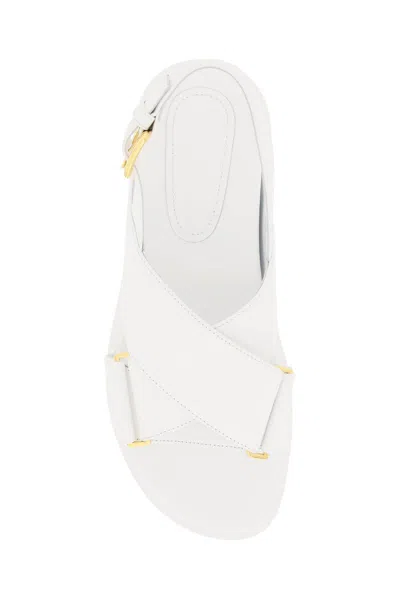 Shop Marni White Leather Fussbet Sandals In Lily White