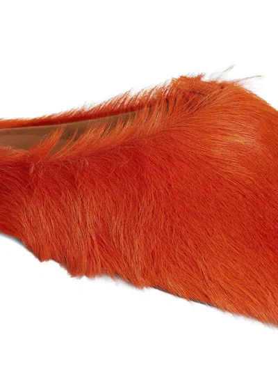 Shop Marni Fussbett Faux-fur Slippers In Orange