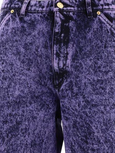 Shop Marni Marbled Effect Jeans In Purple