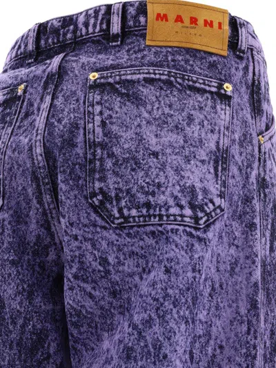 Shop Marni Marbled Effect Jeans In Purple