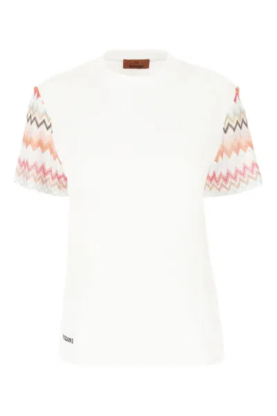 Shop Missoni T-shirts And Polos In Lgt Tone Multic White