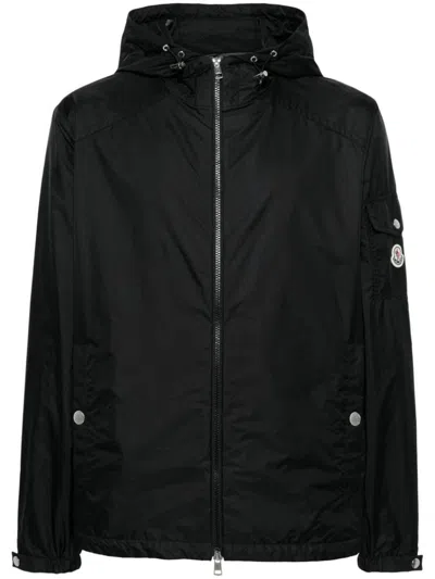 Shop Moncler Appliqué-logo Hooded Jacket In Black