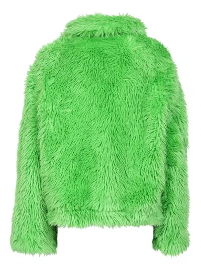 Shop Msgm Fur Coats In Green