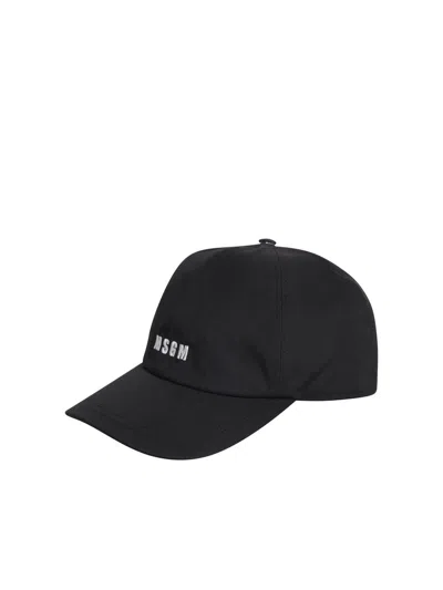 Msgm Cotton Baseball Cap In Black