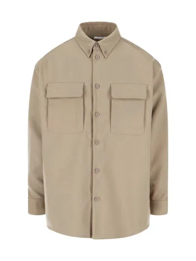 Shop Off-white Off White Shirts In Beige O Tan