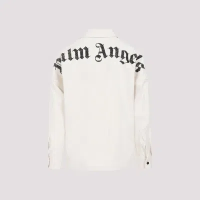 Shop Palm Angels Shirt-jacket With Logo Clothing In White