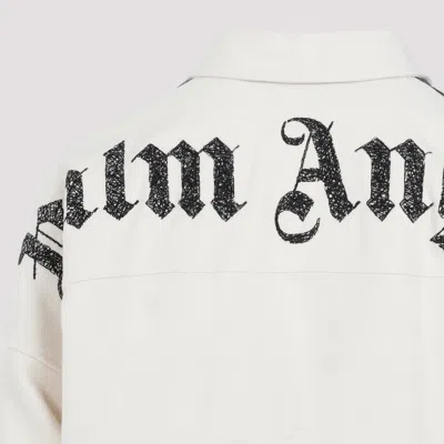 Shop Palm Angels Shirt-jacket With Logo Clothing In White