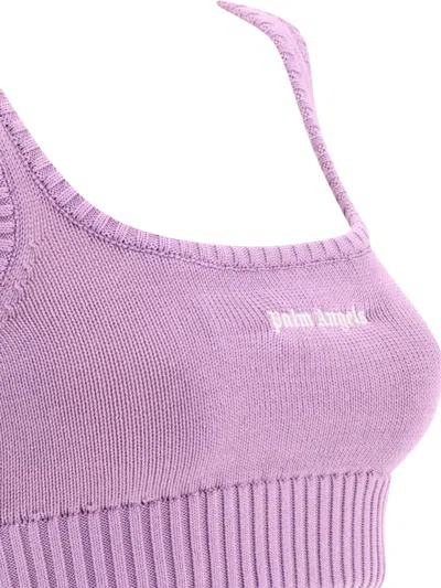 Shop Palm Angels "classic Logo" Knit Top In Purple