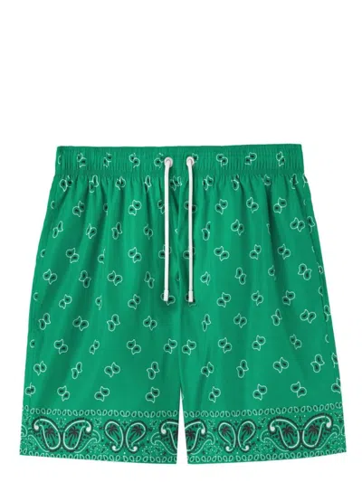 Shop Palm Angels Paisley Print Swim Shorts In Green