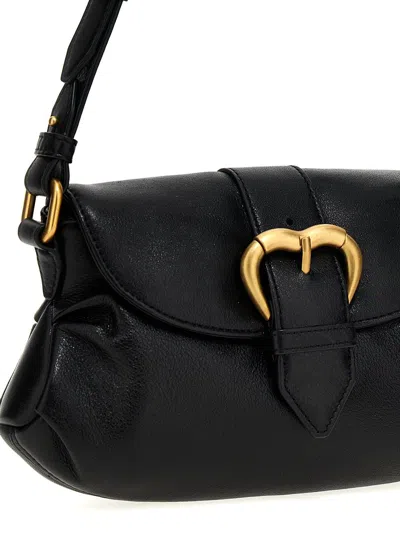Shop Pinko Black Leather Mini Jolene Shoulder Bag
