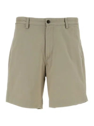 Shop Polo Ralph Lauren Beige Bermuda Shorts With Welt Pockets In Stretch Cotton Man