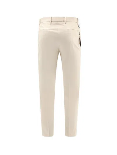 Shop Pt Torino Beige Slim Fit Trousers In Cotton Blend Man