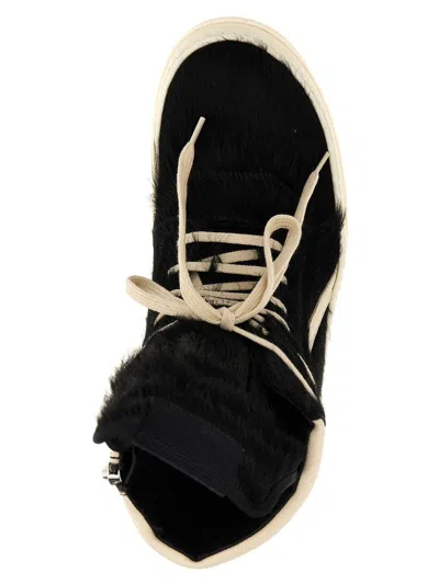 Shop Rick Owens Black And White Leather Geobasket Sneakers