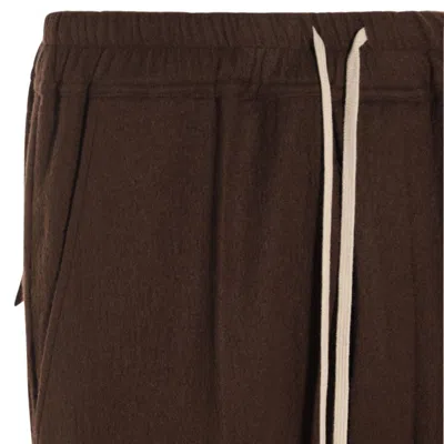 Shop Rick Owens Brown Cotton Drawstring Long Pants