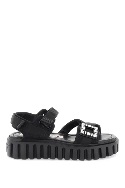 Shop Roger Vivier Viv' Go Thick Sandals In Black